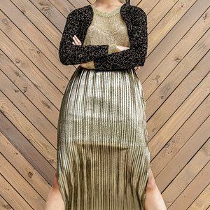Rue 21 Gold Skirt + Entire Outfit